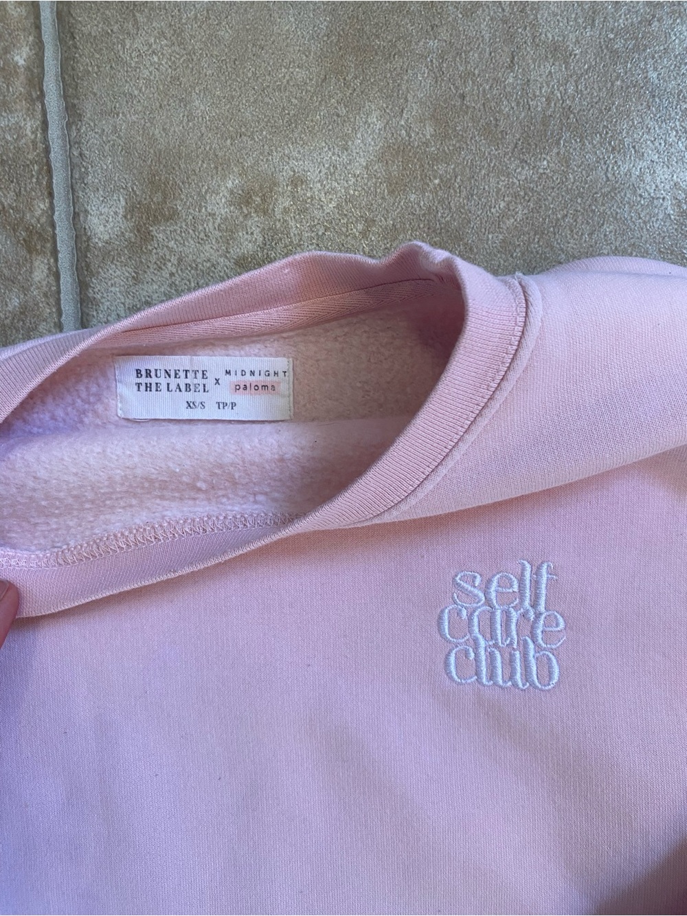 Brunette The Label Light Pink Kids "Self Care Club" Sweatshirt
